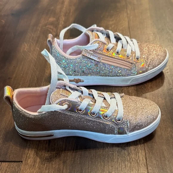 Kids' Skechers Shoutouts Glitter Queen Sparkly Gold Kids Sneakers - Picture 5 of 8